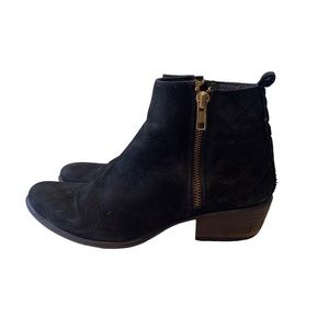 STEVE MADDEN NYRVANA BLACK QUILTED SUEDE WESTER ANKLE BOOTS BOOTIES SIZE 8.5
